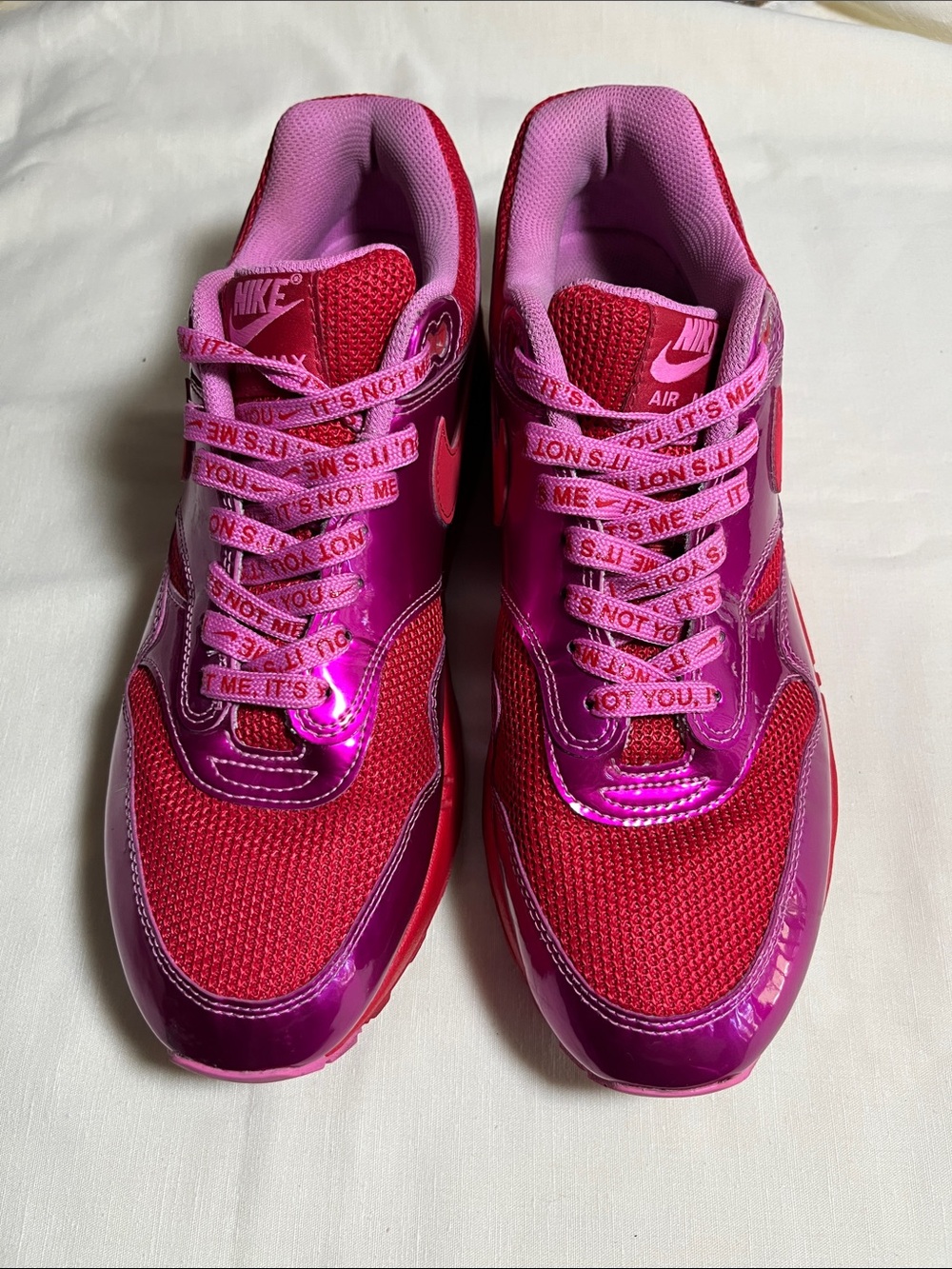 Nike Men’s Air Max 1 Premier in Playful Pink-Scripted Laces